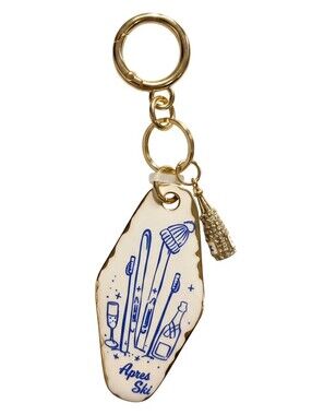 Apres Ski: Piper Gold & Cream Bag Charm Key Chain w Champagne Sparkle Charm NWT